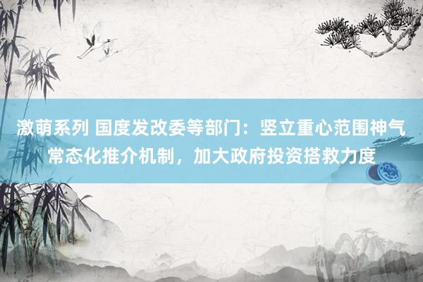 激萌系列 国度发改委等部门：竖立重心范围神气常态化推介机制，加大政府投资搭救力度