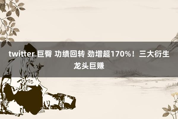 twitter 巨臀 功绩回转 劲增超170%！三大衍生龙头巨赚