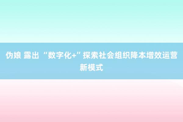伪娘 露出 “数字化+”探索社会组织降本增效运营新模式