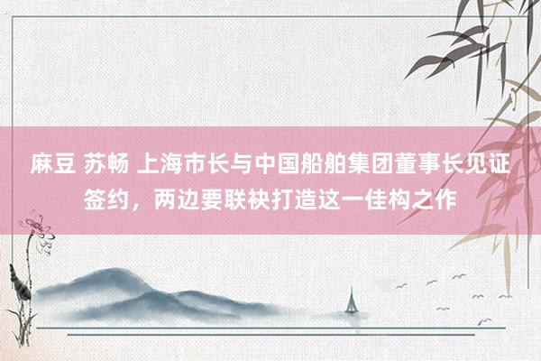麻豆 苏畅 上海市长与中国船舶集团董事长见证签约，两边要联袂打造这一佳构之作