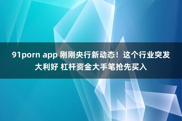 91porn app 刚刚央行新动态！这个行业突发大利好 杠杆资金大手笔抢先买入