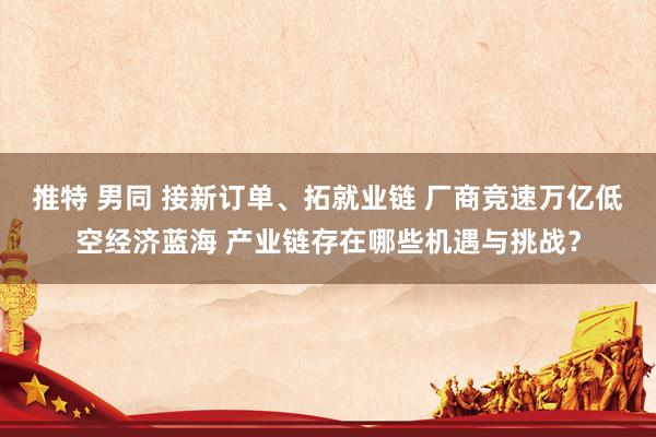 推特 男同 接新订单、拓就业链 厂商竞速万亿低空经济蓝海 产业链存在哪些机遇与挑战？