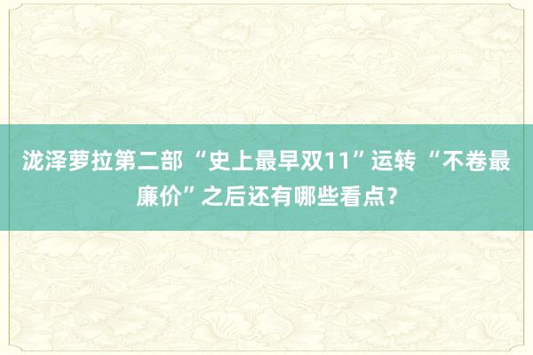 泷泽萝拉第二部 “史上最早双11”运转 “不卷最廉价”之后还有哪些看点？
