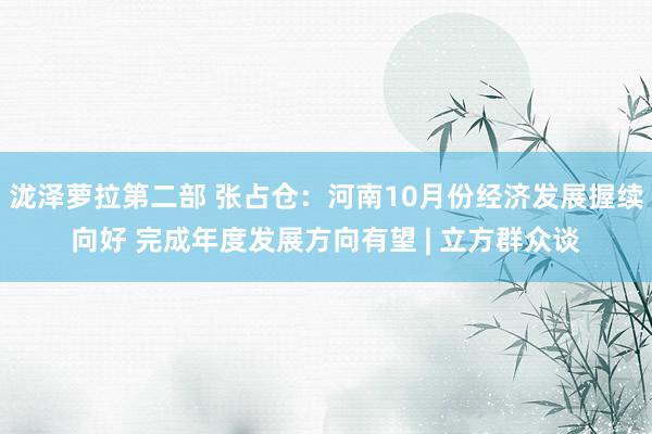 泷泽萝拉第二部 张占仓：河南10月份经济发展握续向好 完成年度发展方向有望 | 立方群众谈