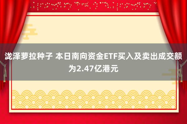 泷泽萝拉种子 本日南向资金ETF买入及卖出成交额为2.47亿港元