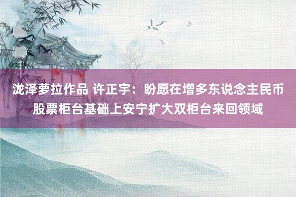泷泽萝拉作品 许正宇：盼愿在增多东说念主民币股票柜台基础上安宁扩大双柜台来回领域