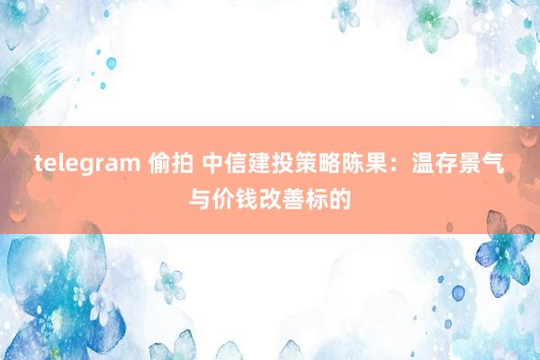 telegram 偷拍 中信建投策略陈果：温存景气与价钱改善标的