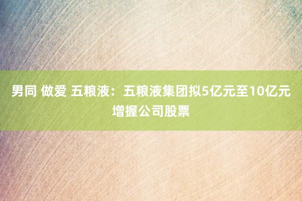 男同 做爱 五粮液：五粮液集团拟5亿元至10亿元增握公司股票