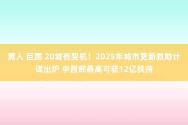 黑人 巨屌 20城有契机！2025年城市更新救助计谋出炉 中西部最高可获12亿扶持